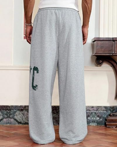 Image of Silver Oversize Track Pants | NYC Print | Lounge Joggers