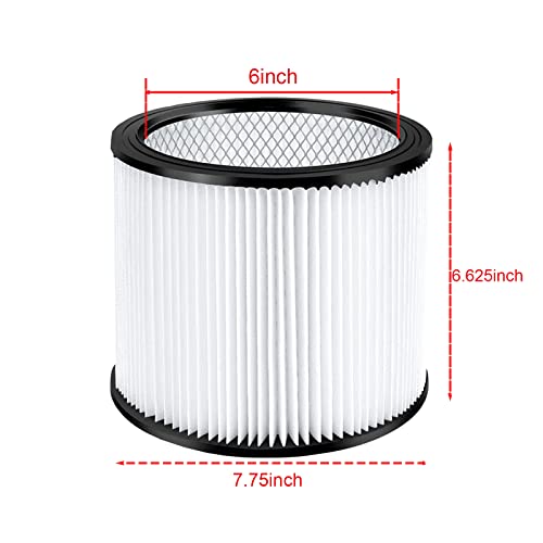 Replacement Filter For Shop-Vac Shop Vac 90304, 90350, 90333,9030400,5 6 12 16 Up Gallon Wet/Dry Vacuum Cleaner,2Pack 90304 Filter & 4Pack 90585 Foam Filter #TOP1