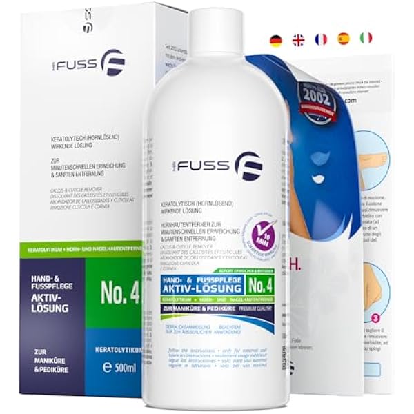 Mr. Fuss Callus Remover roztwór nr 4 500 ml do stóp – płynny środek do usuwania zrogowaciałego naskórka i skórek z natychmiastowym działaniem, do delikatnej pielęgnacji stóp i dłoni