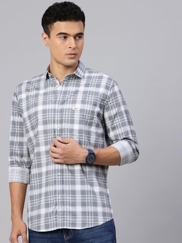 Image of Majestic Man Men Comfort Slim Fit Opaque Checked Cotton Casual Shirt