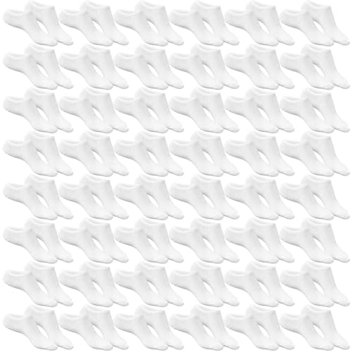 Chicingyou 100 Pairs Summer No Show Socks Bulk Cotton Solid Color Low Sock for Men Women Sports Casual for Homeless(White)