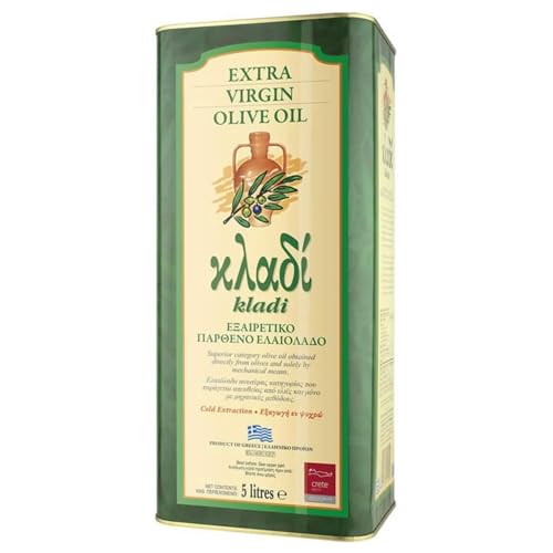 KLADI Aceite de oliva – Botella de 5 l – Ultra Premium Extra Virgen Aceite de Oliva de Grecia | Prensado en Frío, 100% Natural, Para Salud y Cocina