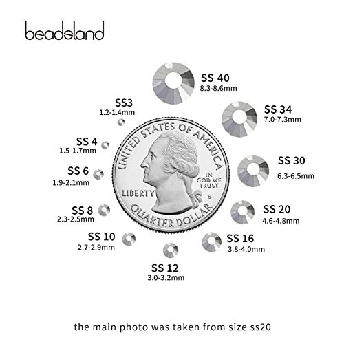 Image of Beadsland Flat Back Crystal Rhinestones,Silver Hematite, SS8, 1440pcs