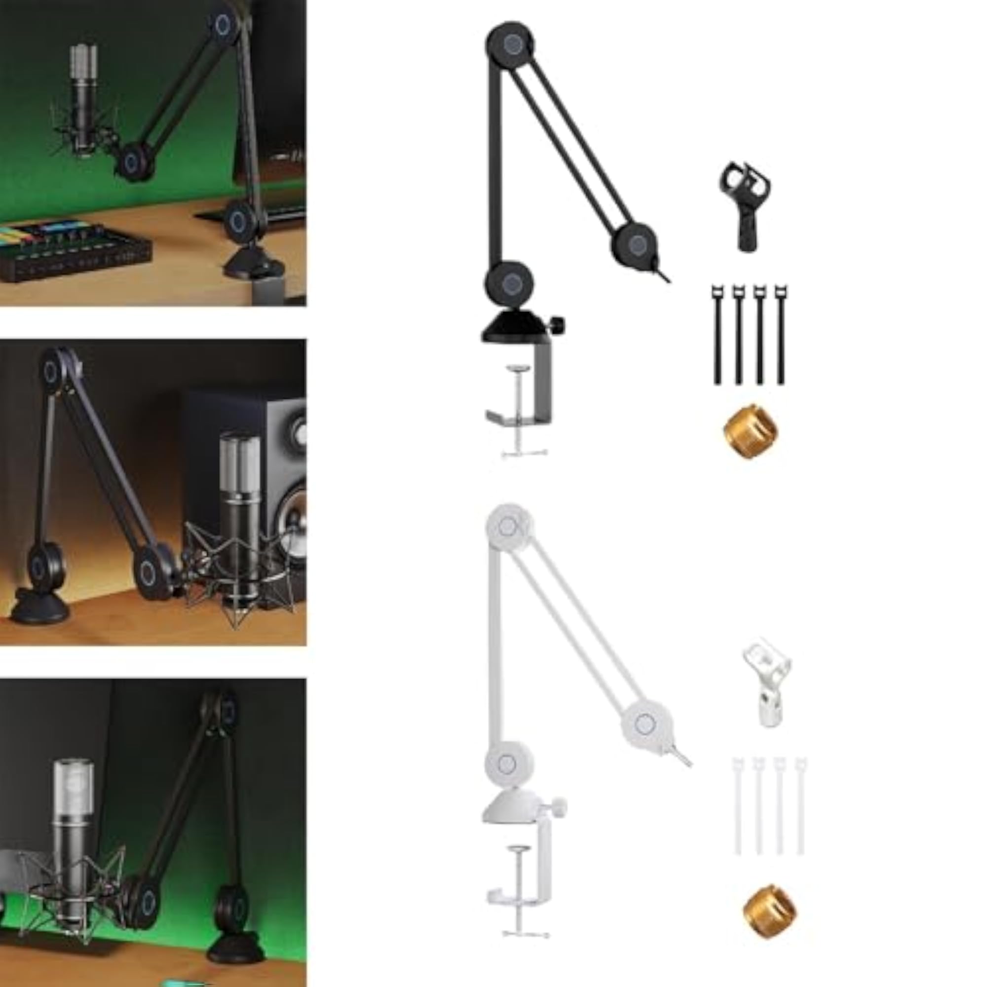 Broadcast Microphone Booming Arm Desktop Mount Clamp for Video Gaming
