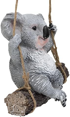 GloBrite Swing Koala Garden Statue Outdoor Ornament - Tree Hanging Sculpture Animal Cute Figurines for Garden Lawn Patio Yard Porch Christmas Decoration