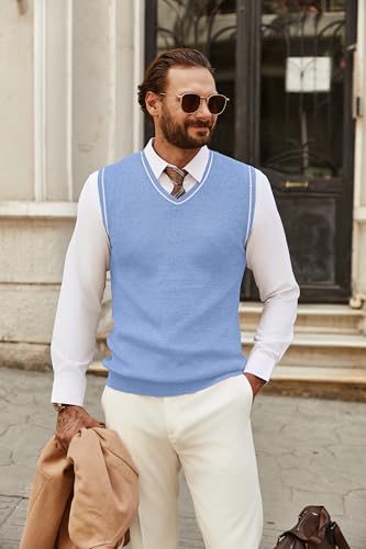 COOFANDY Men's Sweater Vest V Neck Sleeveless Sweater Slim Fit Casual Knitted Pullover Sweater4