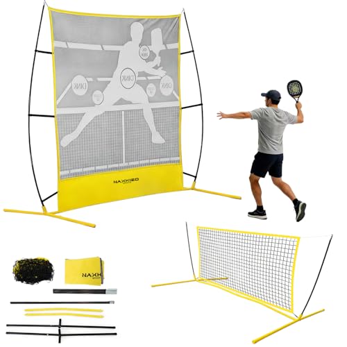 NaxKizo 2026 Upgraded Pickleball Practice Rebounder Net 6FT Pickleball Training Equipment with Metal Frame Pickle Ball Rebounder for Outdoor Indoor Pickle Ball Trainer for Dink Volley Training