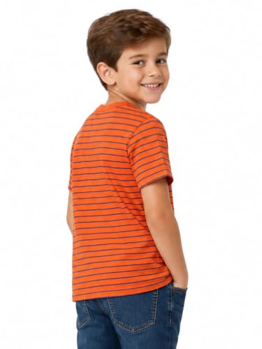 Image of LittleSpring Boys Girls T Shirt Rainbow Striped Cotton Crewneck Tees for Kids Fashion