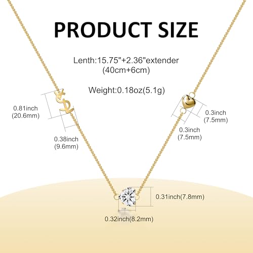 18K Gold Plated Luxury Heart Necklace for Women Gold Letter Necklace Exquisite Monogram Interwoven White Stone.3