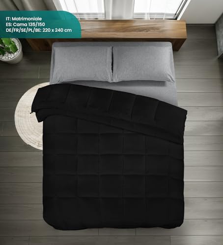 Image of Utopia Bedding Comforters 220 x 240 Size, All Season Duvet Insert, Down Alternative Box Stitched Bed Comforter with Corner Tabs, Machine Washable (Black)