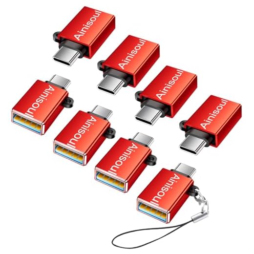 Ainisoul USBC to USB Adapter 8 Pack,USB C to A Adapter,USBC to USBA Cable Converter,USBC Converter for iPhone 16 15,MacBook Pro,iPad Pro and More,Red