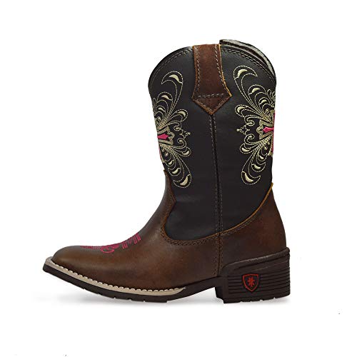 Kit Bota Texana Infantil Criança Texas Gold Flora Acompanha Cinto Tamanho:31/32;Cor:Marrom