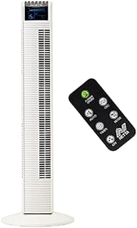 NETTA Tower Fan with Remote Control, 36 Inch Oscillating, LED Display, 3 Speed Settings With 8 Hours Timer, Bladeless Floor Fan for Bedroom Living Rooms Kitchen Home Office - White