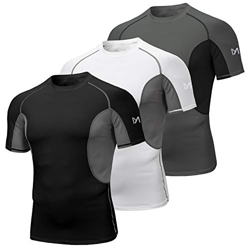 Compression Shirt for Men, Cool Dry Fit Short Sleeve Baselayer Top, Sport Workout Athletic Gym Underwear T Shirts