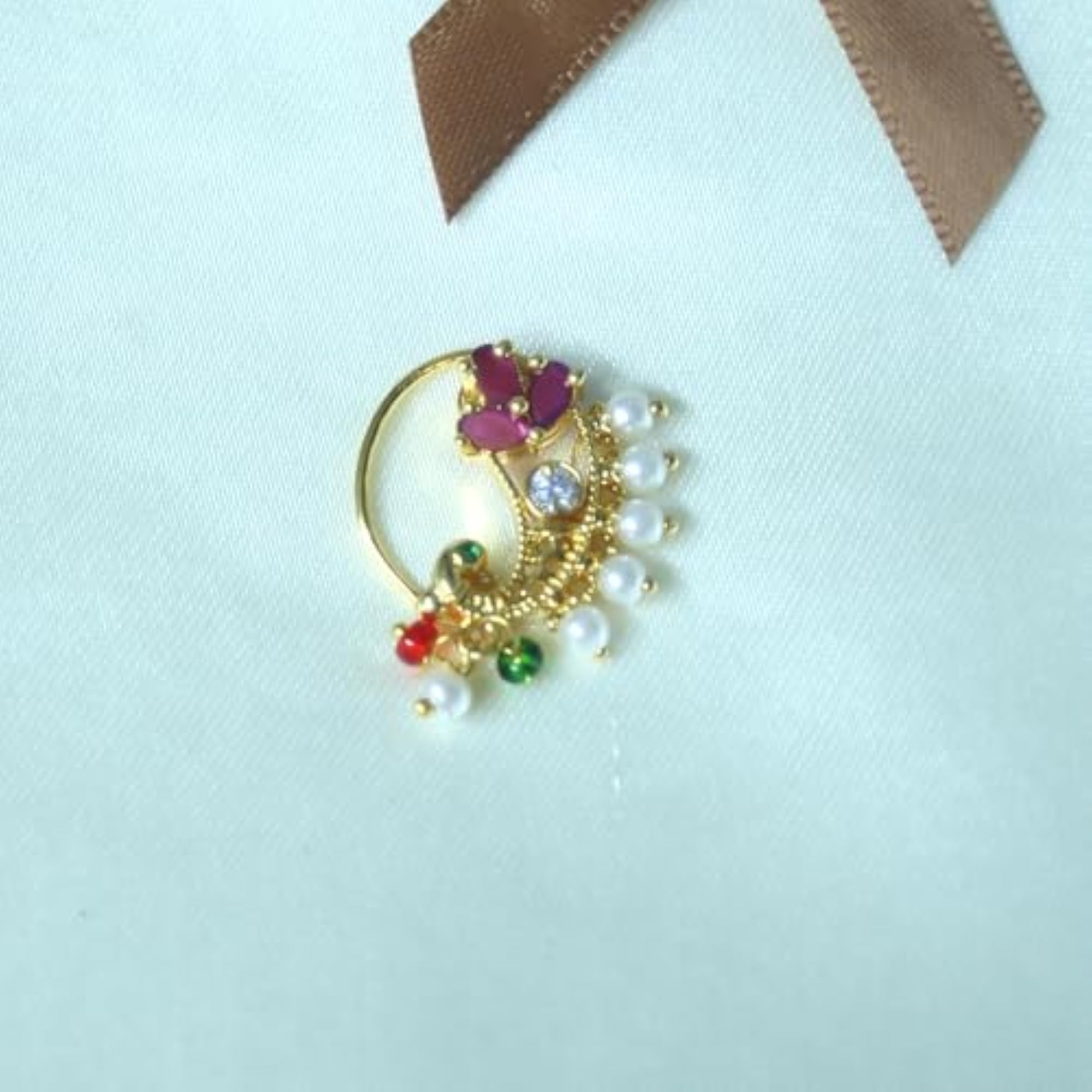 Maharashtrian Trendy Nose Pin with Peacock Shape