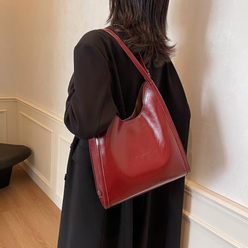 Image of YFGBCX Leather Hobo Bags for Women, Vegan Leather Tote Bag Slouchy Shoulder Bag Bucket Bag Can Stand Upright
