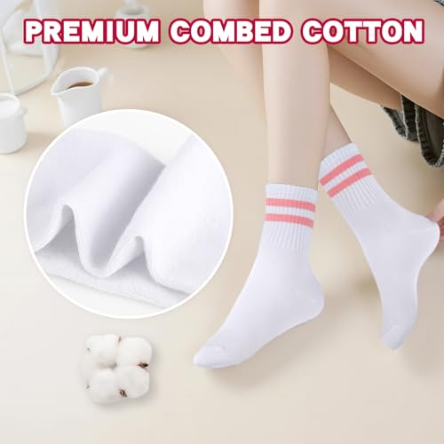 Kids Socks, 5 Pairs Crew Soft Comfort Breathable Athletic Cotton Girls Casual Socks for Running Sport3