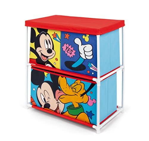 ARDITEX - Étagère pour enfants avec 3 bacs en tissu de Disney Mickey Mouse - Structure en métal et bacs en polyester - 53x30x60 cm - Multicolore