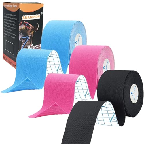 ANAMPION Kinesiotape,Cinta Kinesiologica,3 Rollos 5mx5cm