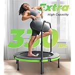 BCAN 40"/48" Foldable Mini Trampoline, Rebounder Trampoline for Adults, U/T Adjustable Foam Handle, Exercise Rebounder for Adults Indoor/Garden Workout, Max Load 330lbs/440lbs-2025 - Image 2