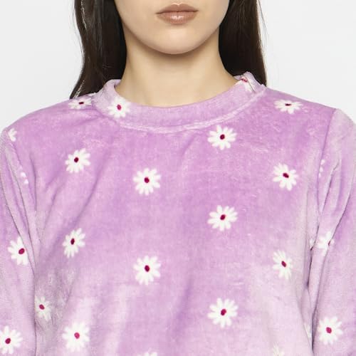 Image of CAMEY Women's Printed Full Sleeve Round Neck /V-Neck Top and Pajama Pants with Pockets