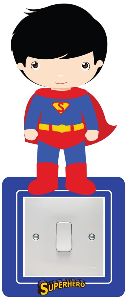 Childrens Superhero Light Switch Surround Art Vinyl Wall Stickers Childrens Bedroom