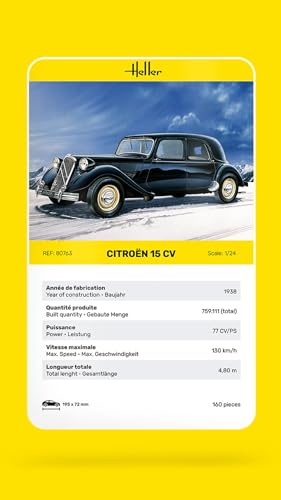 Kit de construcción Heller Citroen 15 CV a escala 1:24 miniatura 7