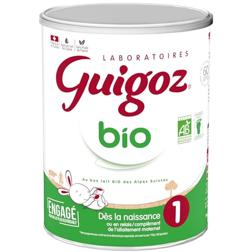Guigoz - GUIGOZ BIO 1 Dès la naissance - Lait bébé 1er âge en poudre de 0 à 6 mois - Boîte de 800g