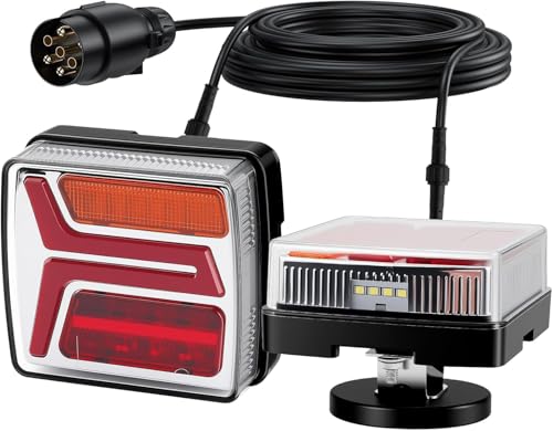 Justech 2 Pezzi Luci Posteriori 35LED Fanali Posteriori 12/24V Luci per Rimorchio con Cavo da10m e Connettore a 7 Pin per Rimorchi Camion Caravan - 2