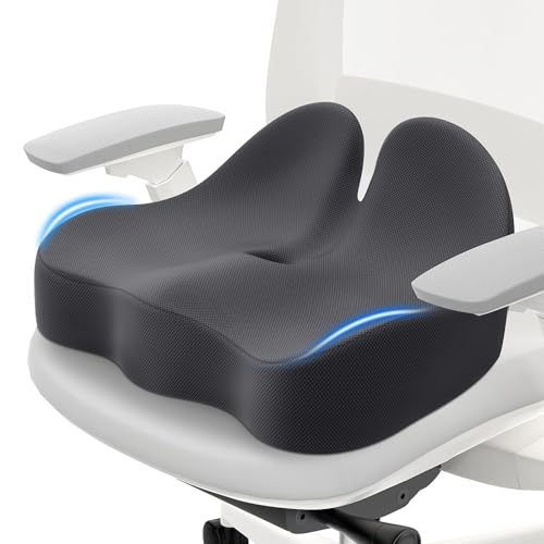 CushZone Seat Cushion, Memory Foam Office Chair Cushions, Ergonomic Curved Design for Sciatica...