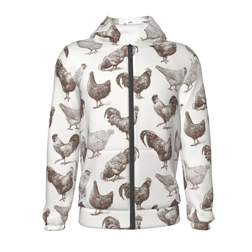 Cock and Hen Kids Pullover Hoodies Boys Zip Up Sweatshirts Girls Athletic Clothes with Pocket2