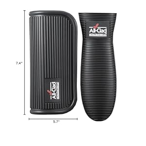All-Clad Silicone Grip Set: 100% Silicone Flexible & Heat Resistant Ribbed Grip Set - Perfect for Cast Iron, Steel, or Glass, (2-Piece), Black/Grey All Clad Silicone Grip Set 100 Silicone Flexible Heat Resistant Ribbed Grip Set Perfect for Cast Iron Steel or Glass 2 Piece BlackGrey