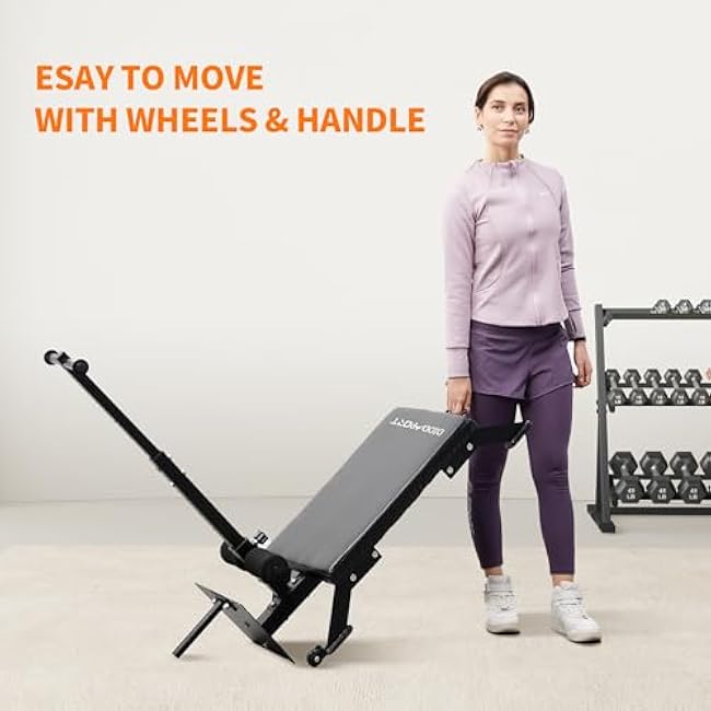 Nordic Curl Machine, Adjustable Hamstring Curl Bench, Glute Machine with Bands and Transport Wheels, Reverse Hyperextension Machine Home Gym