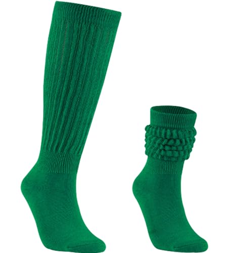 Galsang Women's Slouch Socks,Long Slouchy Socks for Girls Women Scrunch Scrunchie Knit Socks Casual,B206 (US, Numeric, 7, 11, Regular, Regular, Green)