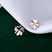 Reffeer Solid 925 Sterling Silver Clover Leaf Stud Earrings for Women Teen Girls Small Leaf Stud Earrings Shamrock Earrings Spring (C-Rose Gold)