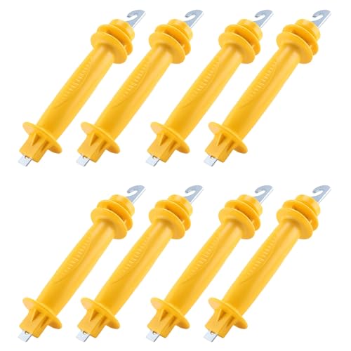 ZONTTR Paquete de 8 piezas de goma para valla eléctrica, mango de resorte de valla eléctrica, mango de plástico aislado, valla de goma amarilla, piezas de repuesto accesorios