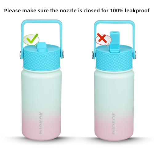 Image of BJPKPK Insulated Water Bottle, 15oz Stainless Steel with Straw Lid