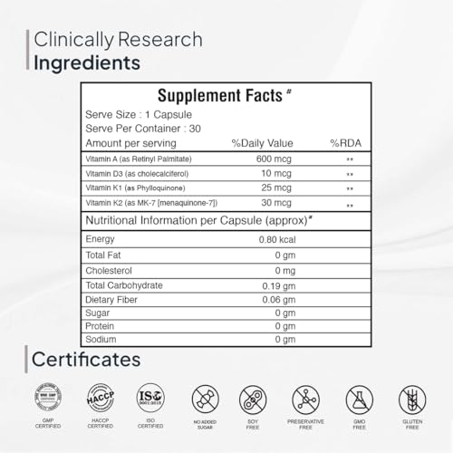 Image of Miduty Vitamin ADK Multivitamin Contains Vitamin A - D3 - K1 - K2 Immunity Booster, Bone Strength, Healthy Heart Vitamin ADK Supplement For Men and Women - 30 Capsules