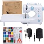 Machine à coudre pour débutants avec table d'extension Mini petit PortableSewing Machines pour Adultes et Enfants Ages 8-12 Facile à coudre avec FootPedel 12 Bouilit-in Emplacements avec Bobbins avec 42 Kit de couture Pcs