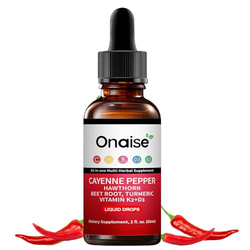 ONAISE Cayenne Drops Plant-Based Liquid Wellness Blend with Beetroot Hawthorn Turmeric and Vitamins D3 K2 Clean Daily Routine Formula for Balanced Lifestyle (1)