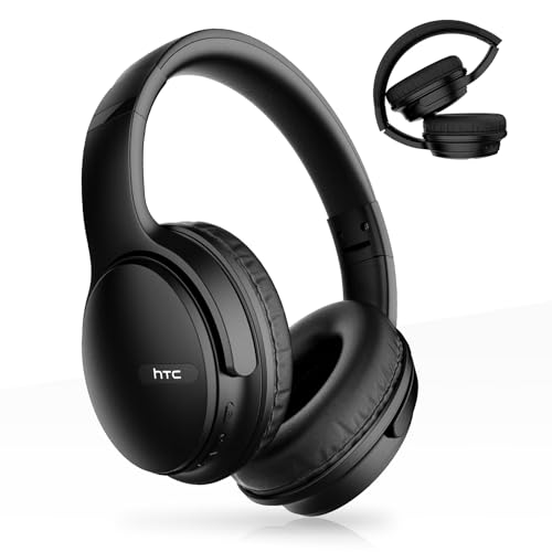 HTC Wireless Bluetooth Headphones with Active Noise Cancellation Bluetooth 5.3 Earphone, Over Ear Headphones with Built-in Mic- 60Hours Playtime, Foldable Stereo Wireless Headset for Call, Travel