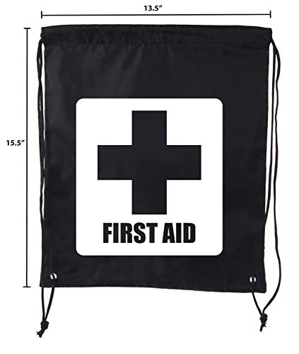 Image of Mato & Hash First Aid Backpack Drawstring Medical Bag for Emergencies or Epi Pen & Medicine - 6PK Black CA2500FirstAid S4