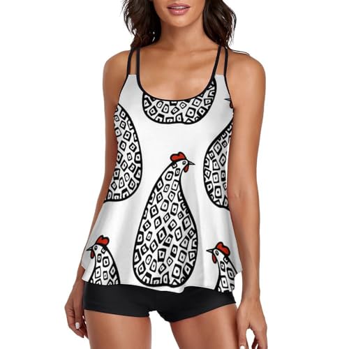 Maillot de bain tankini femme imprimé coq et robe pour les journées détente à la mer