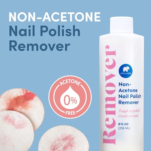 ella+mila Non-Acetone Nail Polish Remover - Gentle, Nourishing Formula for Natural Nails - Vegan & Cruelty-Free - Conditions While Removing Polish - 8oz