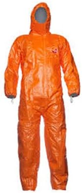 Tychem FTychem F D13495244 Model CHA5 Hooded Coverall, Large, Orange