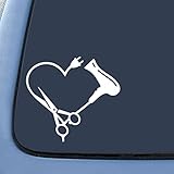 Bargain Max Decals Love Hair Stylist Sticker Decal Notebook Car Laptop 5.5' (White)