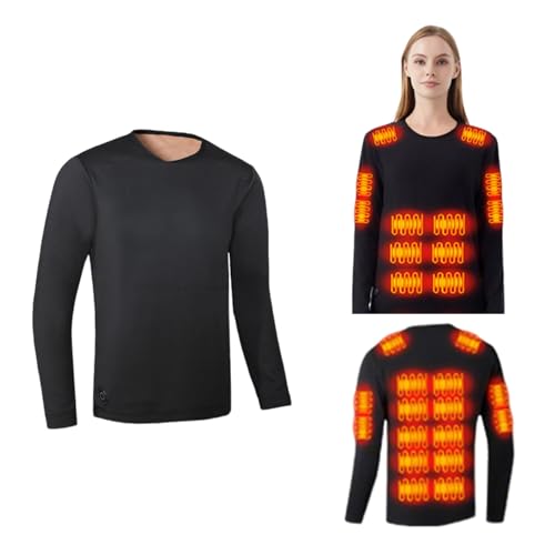 Camisetas Térmicas Eléctricas Unisex - Camisa Térmica de Manga Larga, 26 Zonas de Calentamiento, 3 Niveles de Calor(Women's Tops,L)