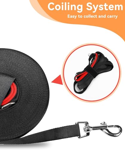 HAPPY HACHI Schleppleine für Hunde, 6m/10m/15m, Gepolsterter Griff, Reißfestes Nylon, Schwarz