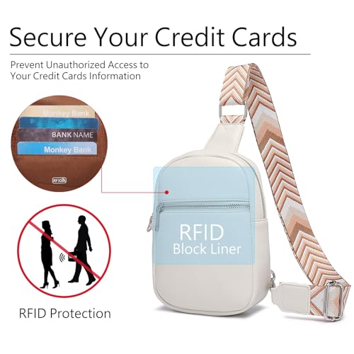 DIOMO Anti Theft Crossbody Bags for Women with Zipper Lock, RFID Small Sling Bag, Vegan Leather Safe Mini Travel Purse (Small-Beige)3