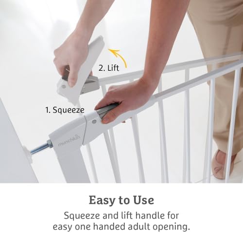 Munchkin Stair Gate Maxi Secure Toddler & Baby Gate, Alloy Steel, 76-82cm Extends to 117cm with separately sold extensions, Pressure Fit, No-Screw Install, White - View 6